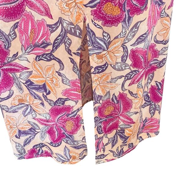 Old Navy Pink & Orange Floral Print Midi Length Sundress Sz MED Tropical Resort - Picture 8 of 10